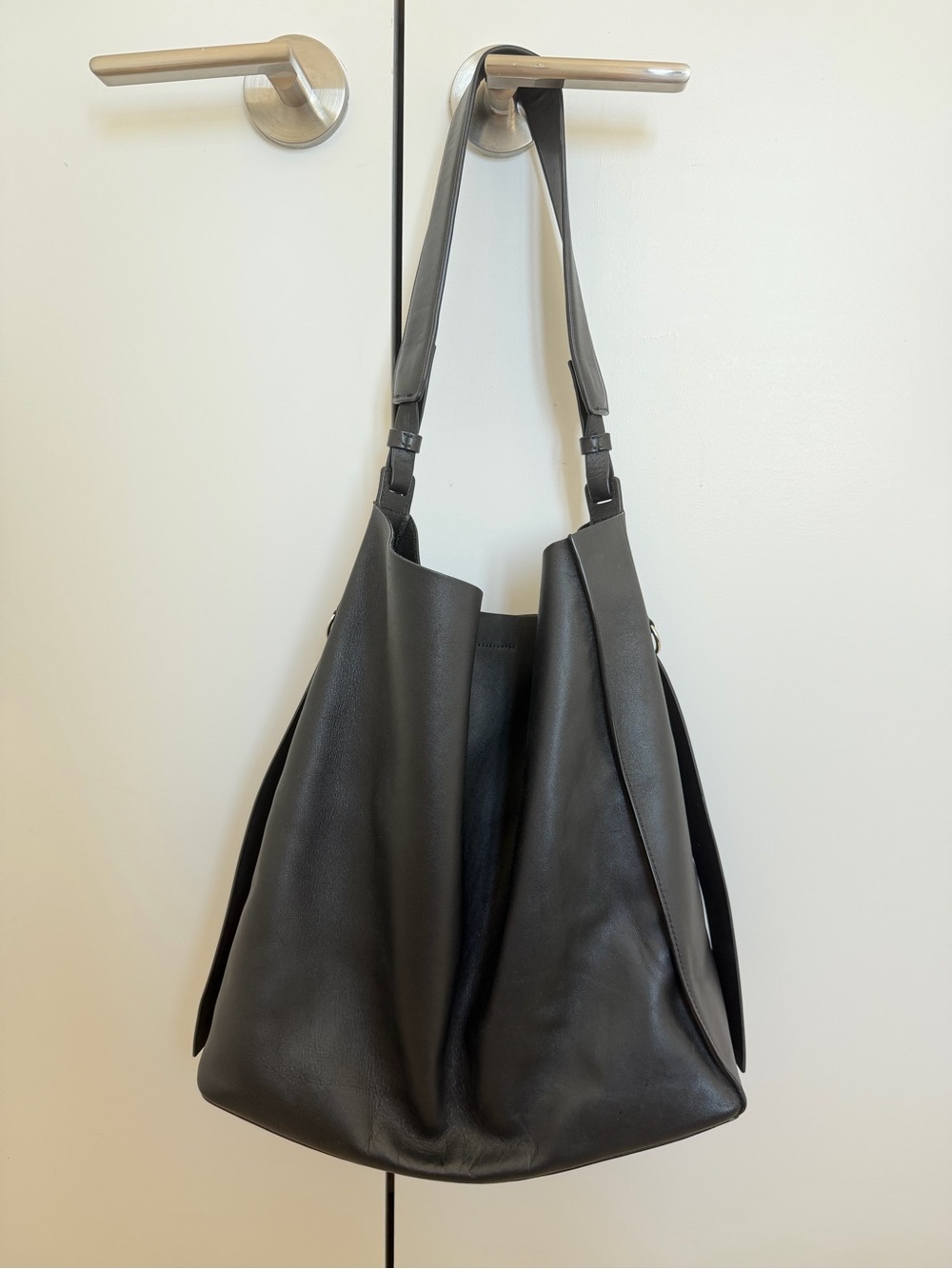 All Saints black hobo leather tote bag